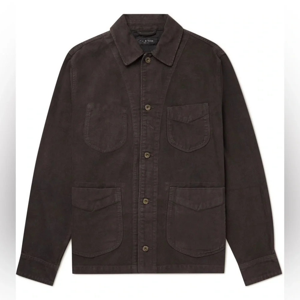Mens Rag & Bone Mace Cotton Moleskin Shirt Jacket in Espresso Brown Sz M - Picture 3 of 10